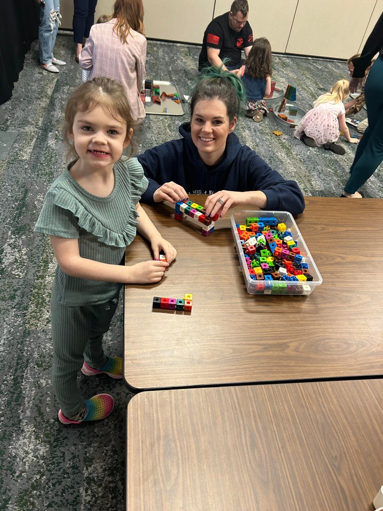 student playing with blocks